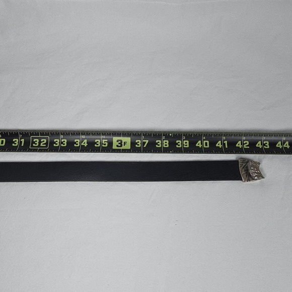 Coldwater Creek Black Leather Belt Womens L/XL With Silver Tone Buckle Boho - Picture 6 of 6